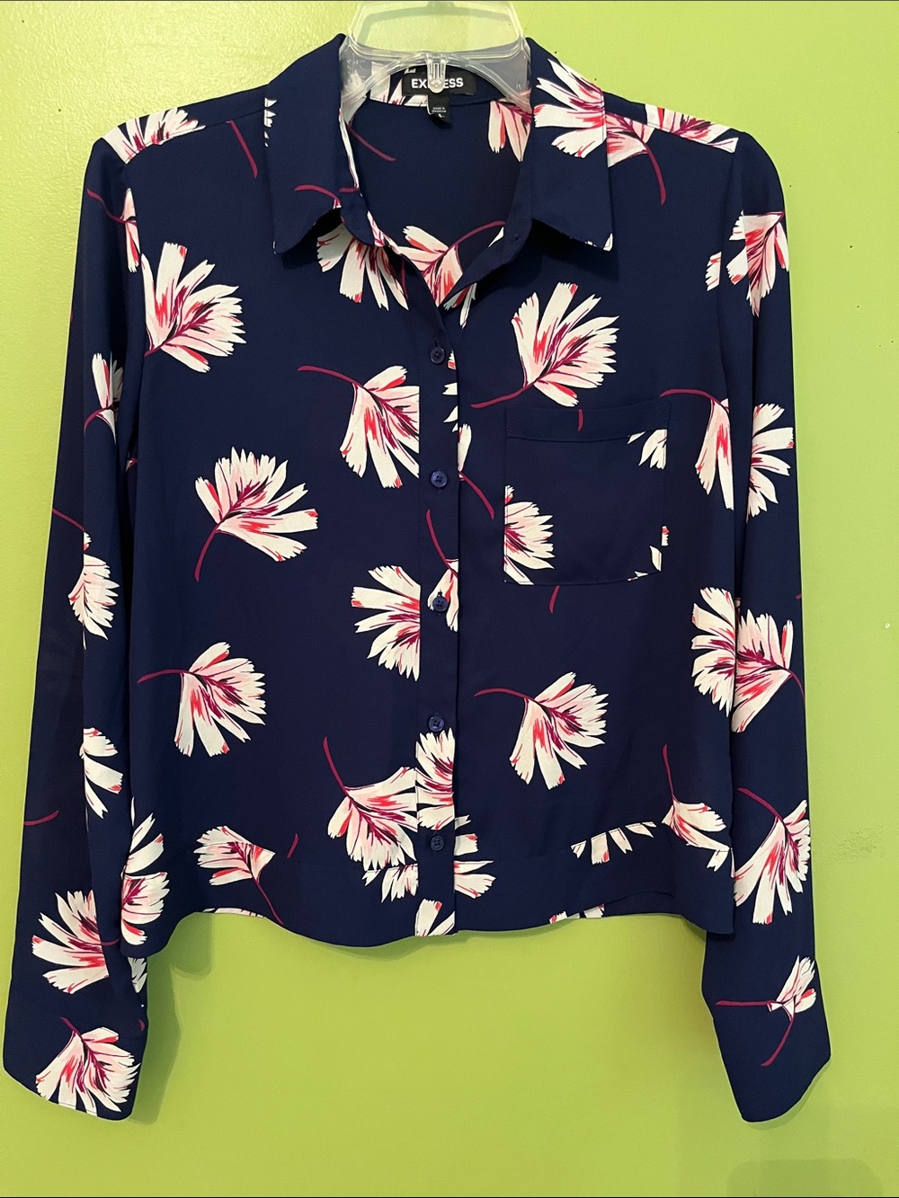 Express Floral Pattern Portofino Blouse